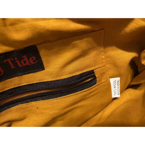 RISING TIDE Felted Wool Bag Pompoms Boho Hippie Handbag Burnt Orange Purple - Picture 7 of 8